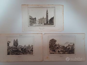 5 ANTICHE STAMPE ACQUAFORTE CITTA ITALIANE