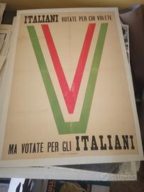 manifesto poster pubblicitario voto italiani 1930s