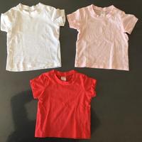 Tre T-shirts bambina H&M rossa, rosa e bianca