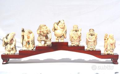 Sette Saggi Netsuke cinesi in Avorio naturale