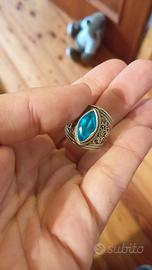 Anello topazio blu e argento uomo