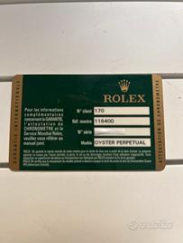 Garanzia rollex 116400