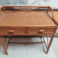 scrivania vimini più comodino cassetti 