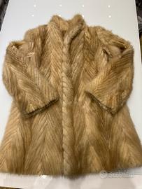 Pelliccia Visone Vintage Miele Vera Fur Coat Donna