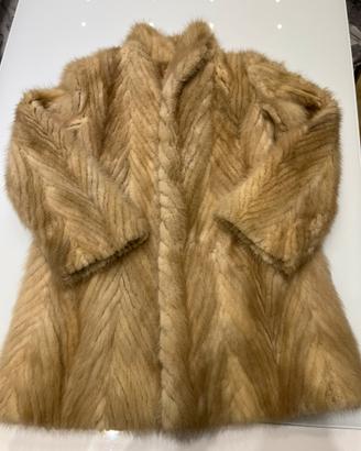 Pelliccia Visone Vintage Miele Vera Fur Coat Donna