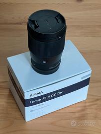 Lente Sigma 16mm f1.4 Dc DN emount per apsc sony