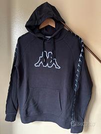 Kappa – Felpa nera cappuccio bande laterali