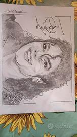 stampa ritratto Michael Jackson con autografo orig