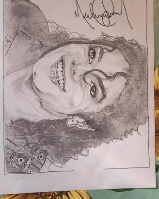 stampa ritratto Michael Jackson con autografo orig