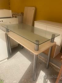 Bancone acciaio, legno e vetro per negozio o altro