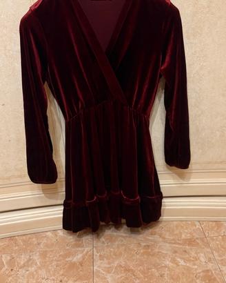 vestito bordeaux in velluto