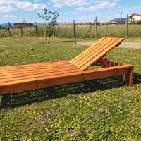 Lettino prendisole in legno nuovo 60x198x25cm