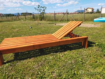 Lettino prendisole in legno nuovo 60x198x25cm