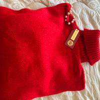 Maglione dolce vita rosso con perline bianche