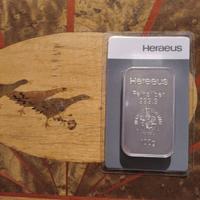 Lingotto in argento 999 da 100 gr della Heraeus