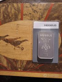 Lingotto in argento 999 da 100 gr della Heraeus