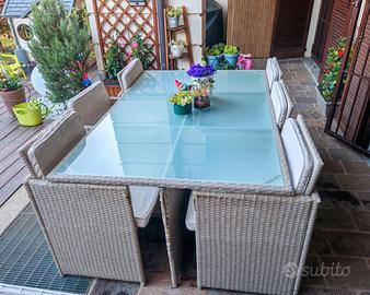 Set tavolo da giardino sedie rattan