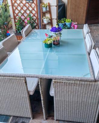 Set tavolo da giardino sedie rattan
