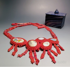 COLLANA ARTIGIANALE IN MICROPERLE DI VETRO