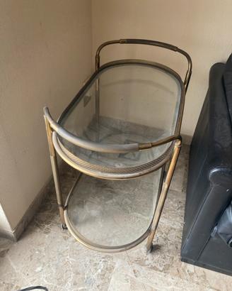 Tavolino/carrellino vintage in vetro e ottone