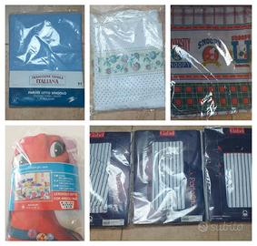 7 Completi LENZUOLA LETTO SINGOLO + Tende in reg.