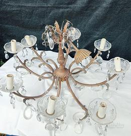 LAMPADARIO VINTAGE CON OTTO BRACCIA E CON GOCCE 