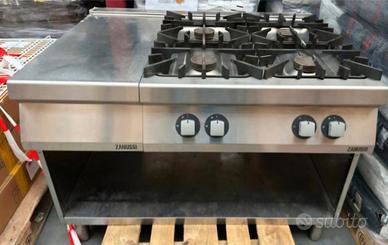 Cucina professionale 4 fuochi a gas con neutro 