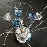 Lampadario plafoniera moderno, acciaio e cristalli