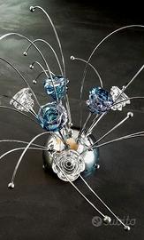 Lampadario plafoniera moderno, acciaio e cristalli