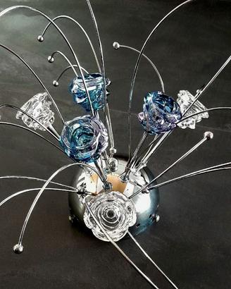 Lampadario plafoniera moderno, acciaio e cristalli