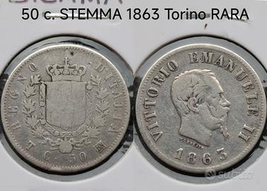 50c STEMMA 1863 T RARA 35€