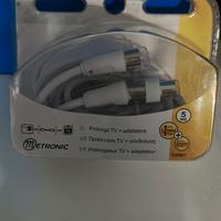 prolunga cavo antenna TV 5m e adattatore 