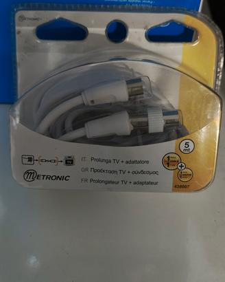 prolunga cavo antenna TV 5m e adattatore 