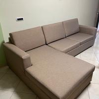 Divano letto 290 cm con penisola in tessuto