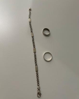 Braccialetto in argento + 2 anelli in argento
