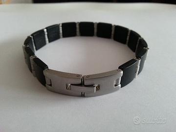 Bracciale ROSSO AMANTE l'UOMO acciaio e caucciù