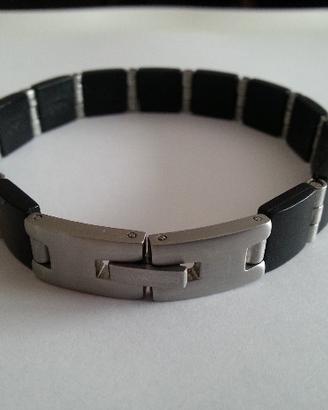 Bracciale ROSSO AMANTE l'UOMO acciaio e caucciù