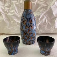 Bottiglia Vetro Murano+ 2 Bicchieri Vintage