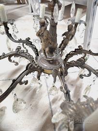 lampadario ottone con pendenti a goccia