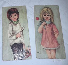 quadretti di decoupage artistico anni '60