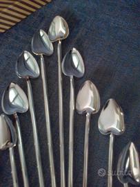 12 cannucce- miscelatori-cucchiaini silver plated