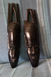 Coppia maschere ornamentali africane, vintage 