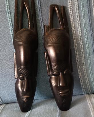 Coppia maschere ornamentali africane, vintage 