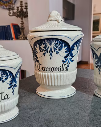 Set di 3 Barattoli Erboristeria Vintage in Ceramic