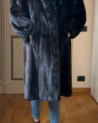 Cappotto di vera pelliccia in visone nero