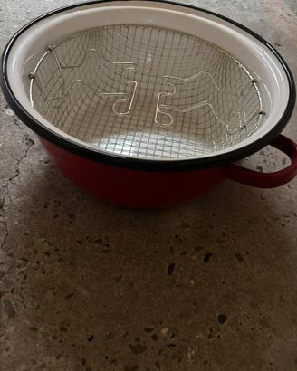 Cestello per frittura con pentola smaltata