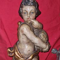 scultura PUTTO ANGELO CHERUBINO in legno