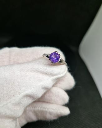 Anello d'argento 925 con ametista e zirconi