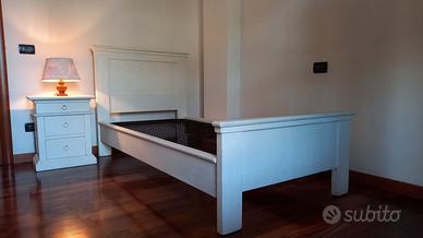 Letto Singolo Legno Massiccio 90×190 con Comodino