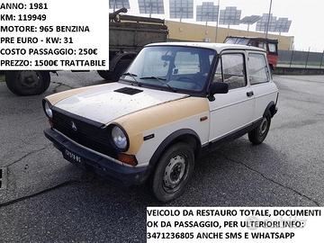 Autobianchi A112 Elite 1981 Da Restauro Completo